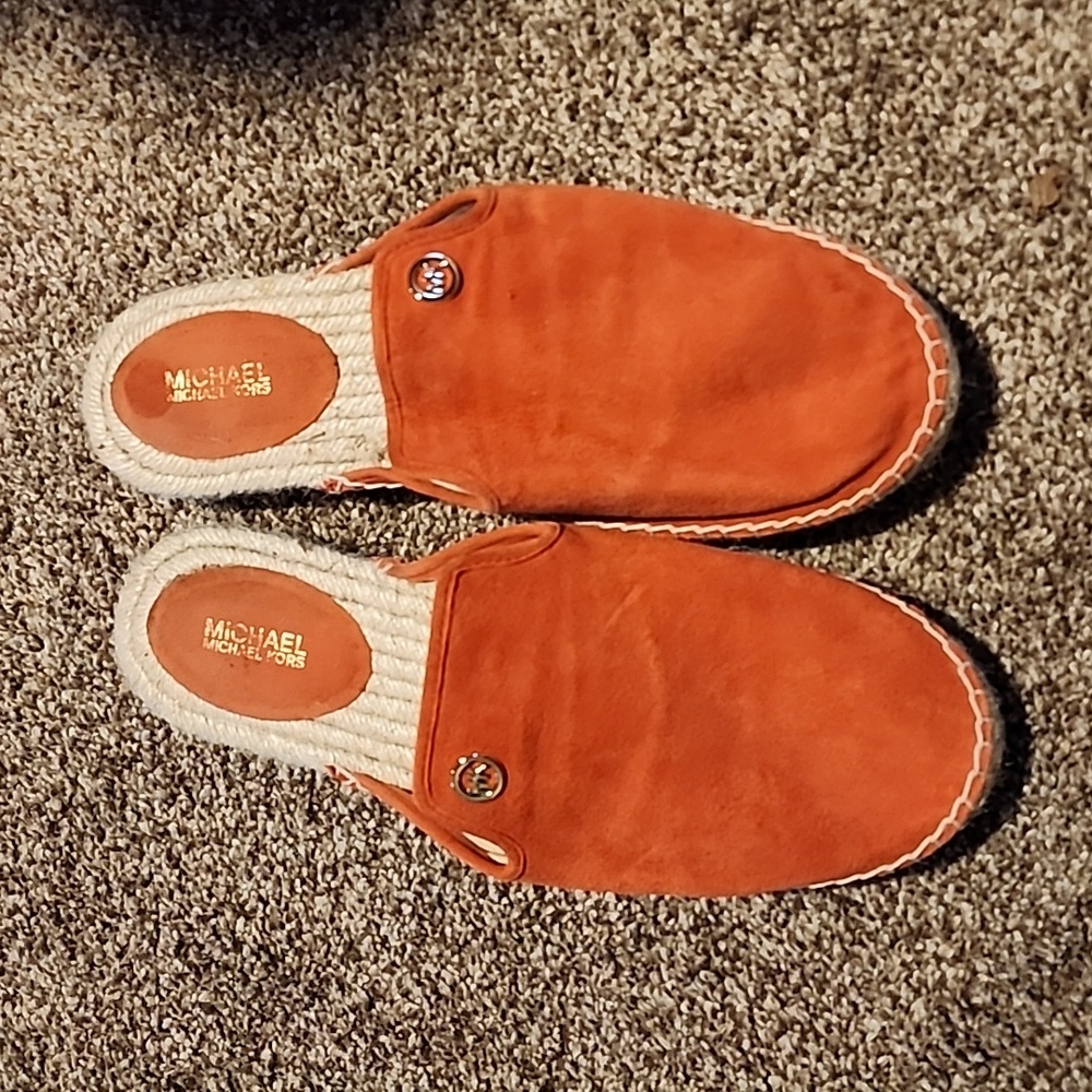 Red Michael Kors Kendrick Suede Mules Espadrilles